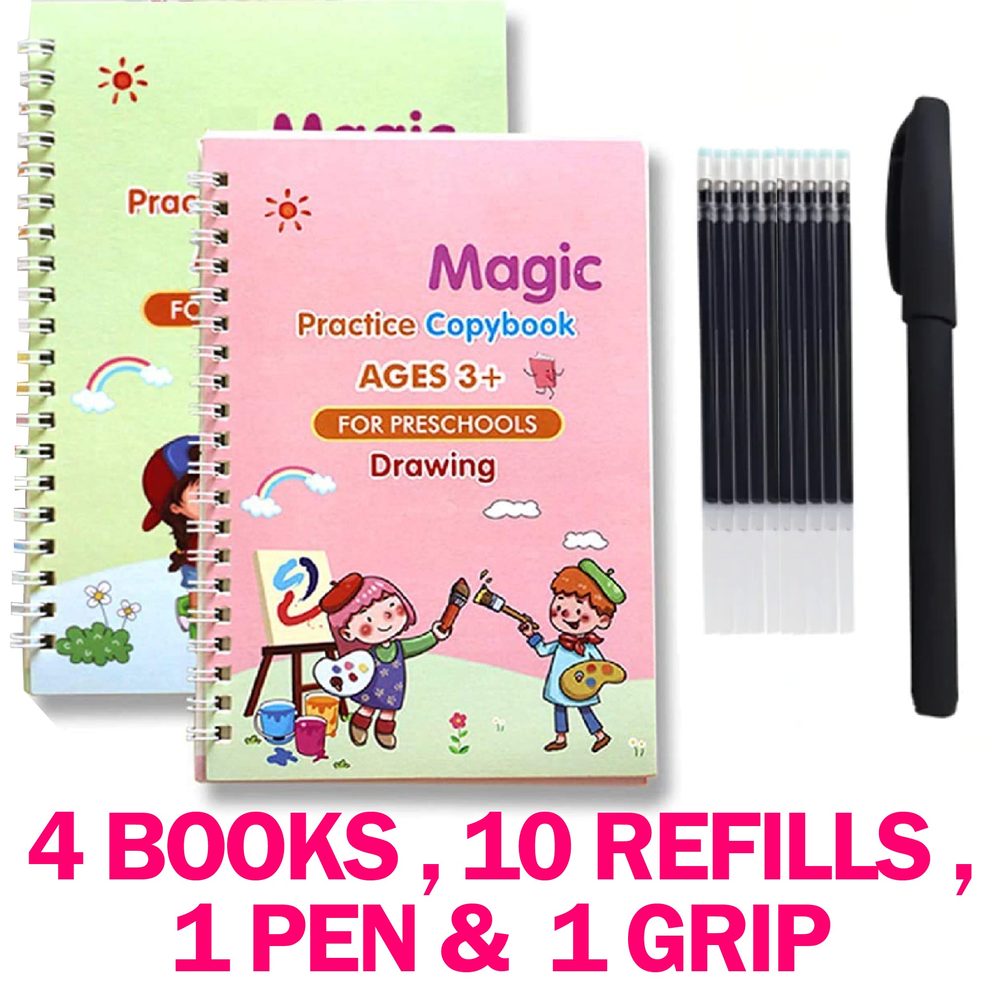 4-in-1 Reusable Magic Kids Copybooks