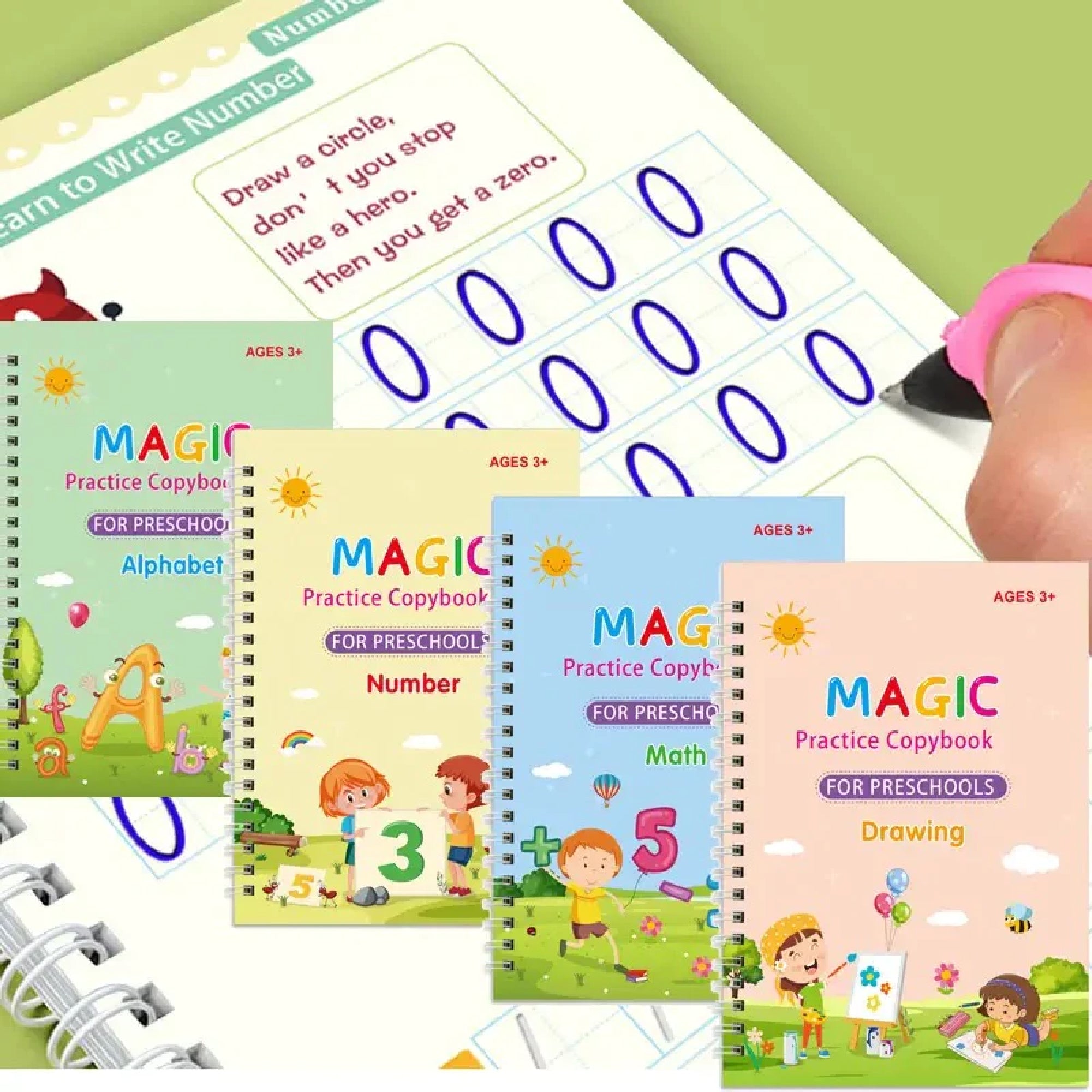 4-in-1 Reusable Magic Kids Copybooks