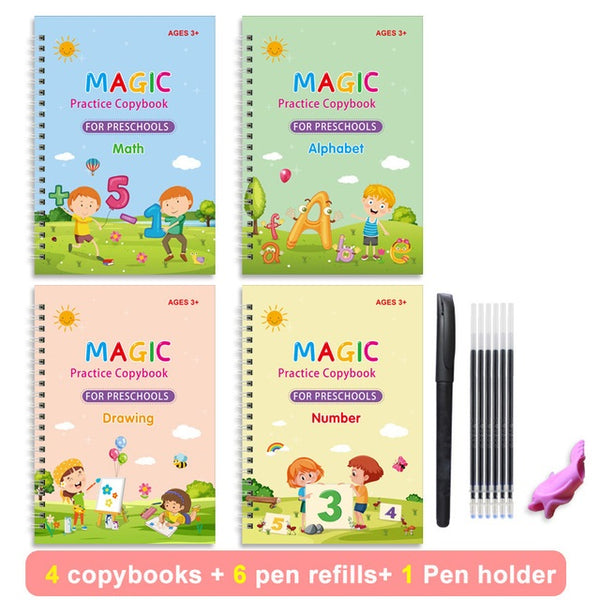 4-in-1 Reusable Magic Kids Copybooks