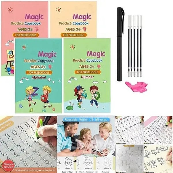 4-in-1 Reusable Magic Kids Copybooks