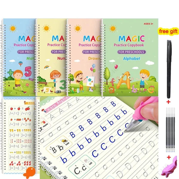 4-in-1 Reusable Magic Kids Copybooks
