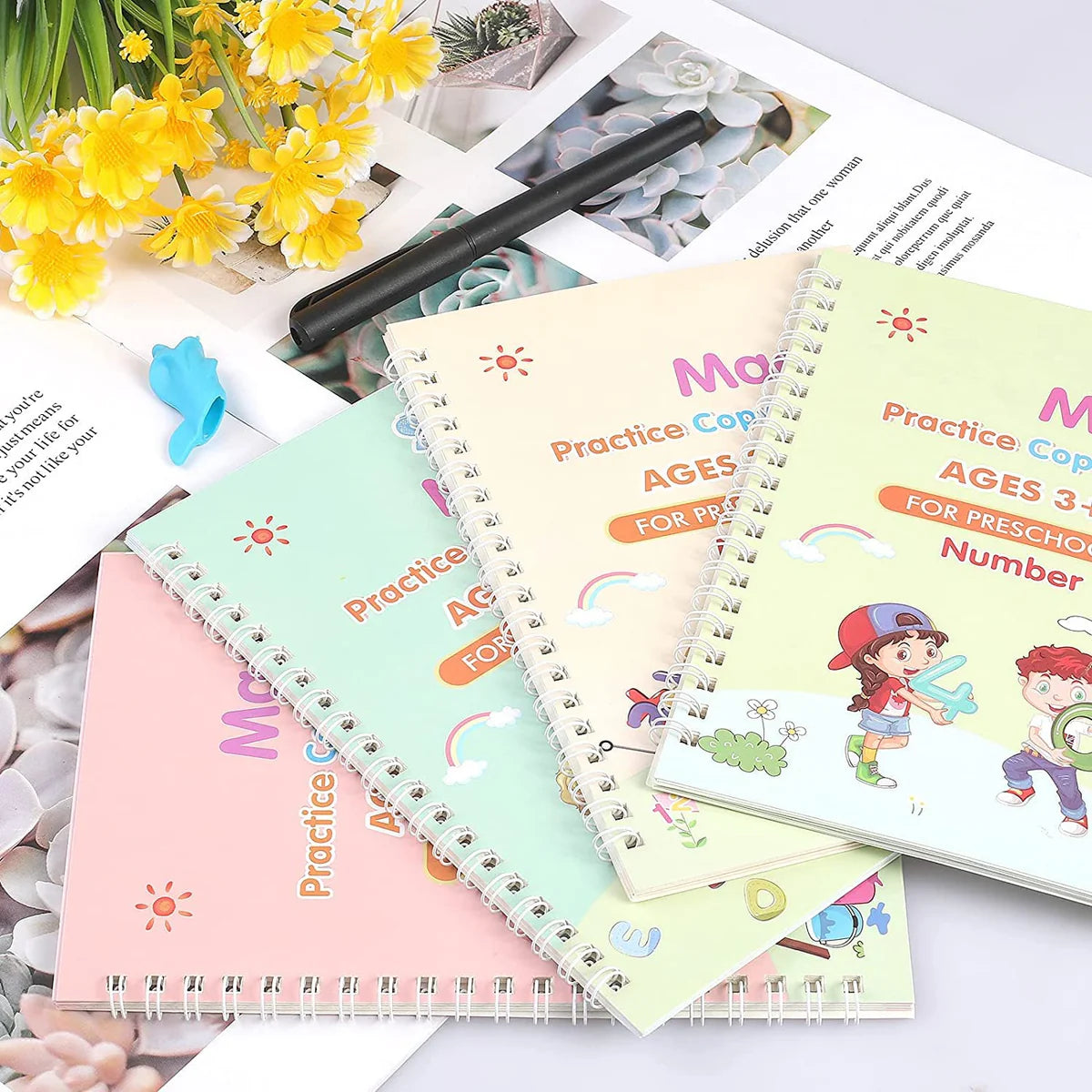4-in-1 Reusable Magic Kids Copybooks