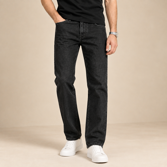 Black Polo & Black Straight Fit Jeans