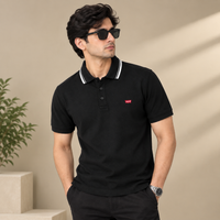 Levis Pique Polo – Black (White Collar)