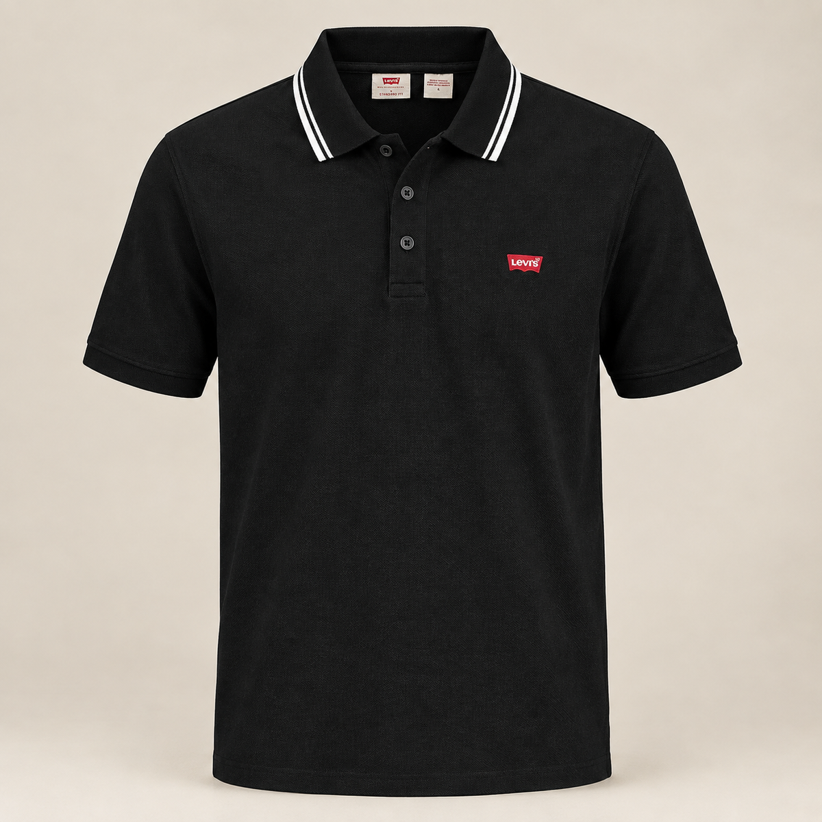 Levis Pique Polo – Black (White Collar)