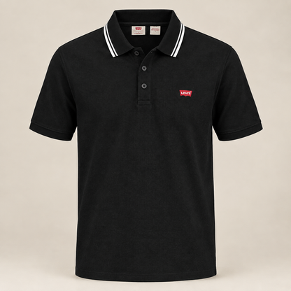 Levis Pique Polo – Black (White Collar)