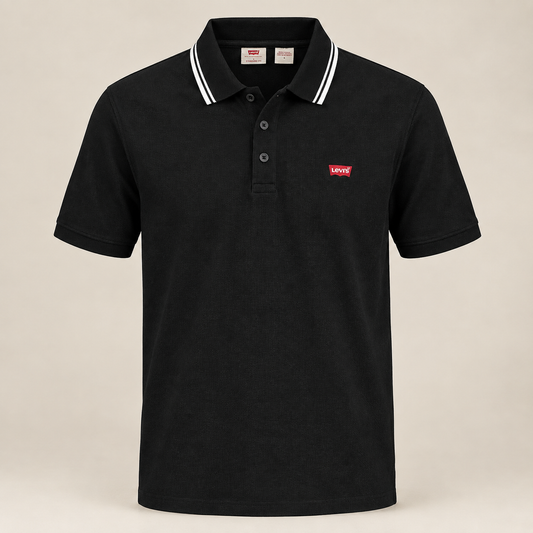 Levis Pique Polo – Black (White Collar)