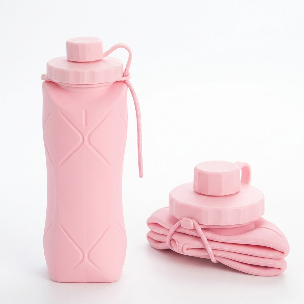600ML Foldable Silicone Water Bottle – Portable Leakproof Travel Bottle