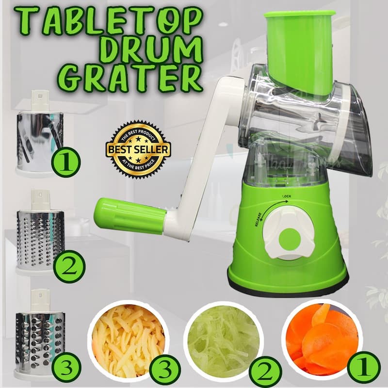 3 in 1 Manual Tabletop Drum Grater